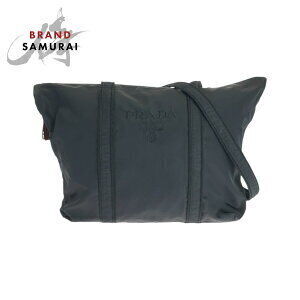 Prada Tessuto logo embroidered black nylon tote bag